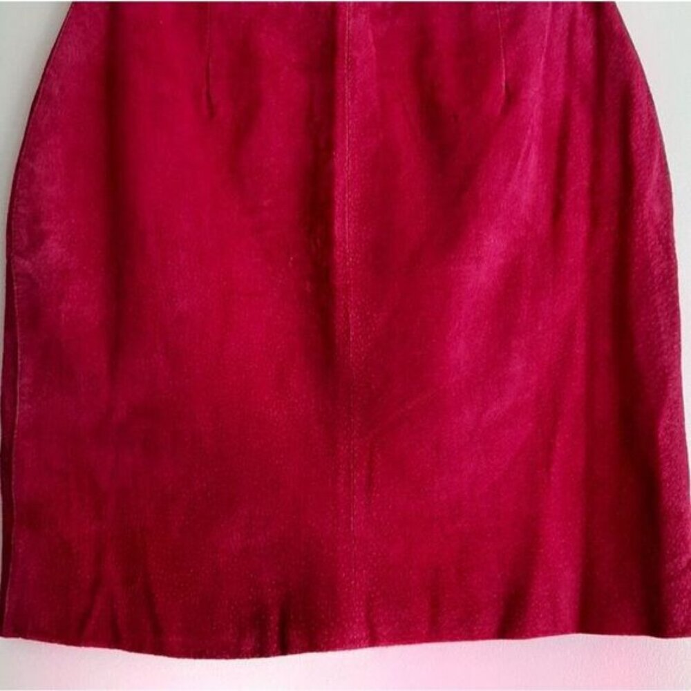 Vintage J WALDEN 100% Genuine Suede Leather Pencil Mini Skirt Pink Sz S - Picture 5 of 16